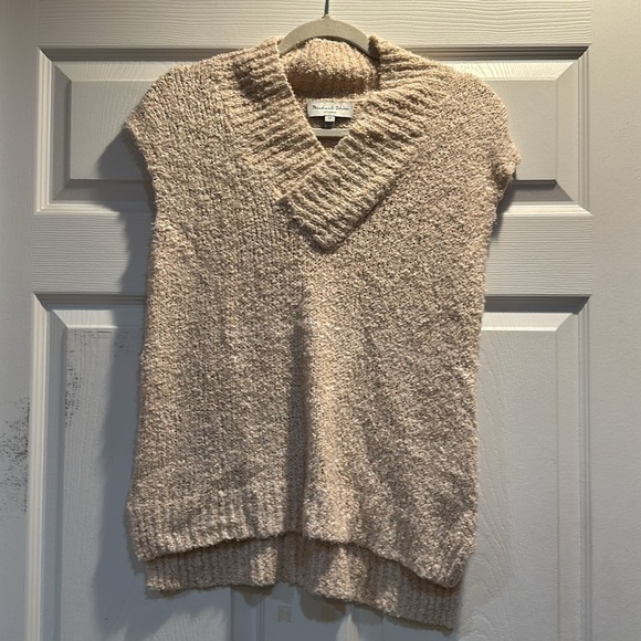 Michael Stars Cream Rory Oversized Short Sleeve Sweater Vest XS Beige - Picture 3 of 9